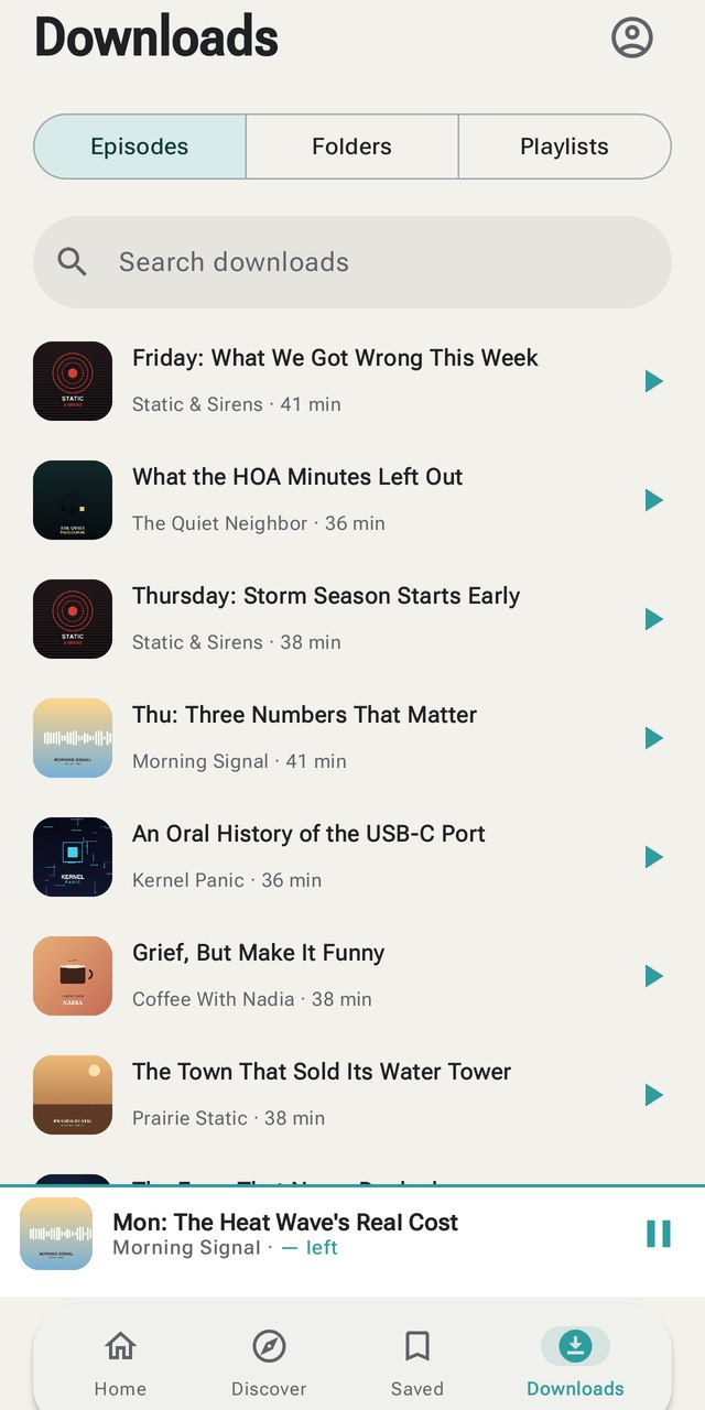 Downloaded episodes list